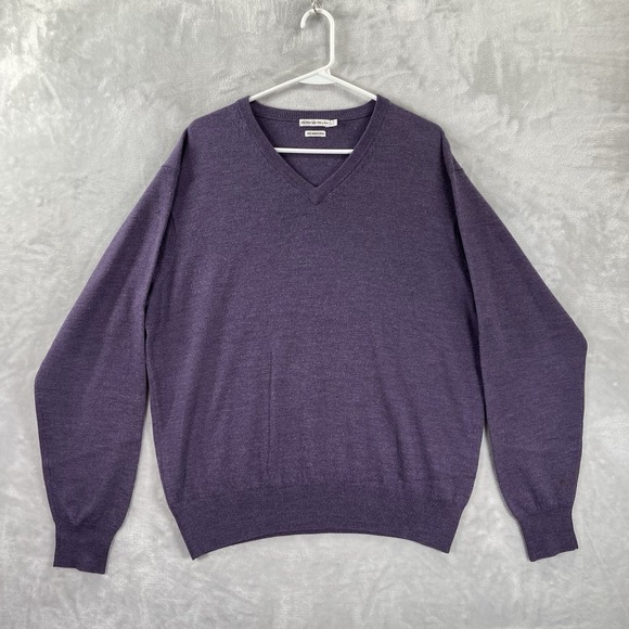 Peter Millar Other - Peter Millar Sweater men's Large Purple V-Neck 100% Merino Wool Pullover Knit